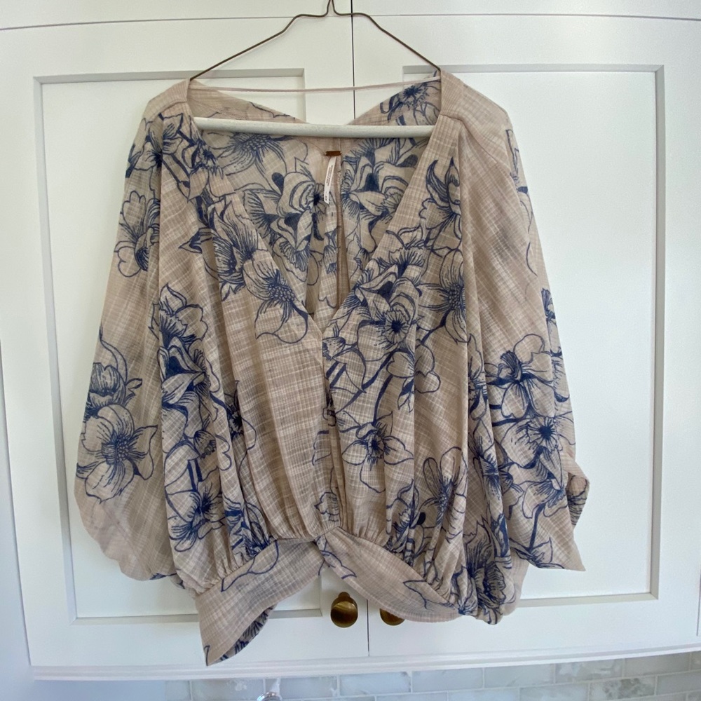 Free People Cropped Floral Blouse